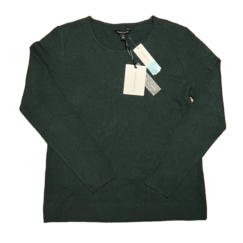 New 41 Hawthorn Stitch Fix 100% Cashmere Sweater Deep Green Women’s Size Medium